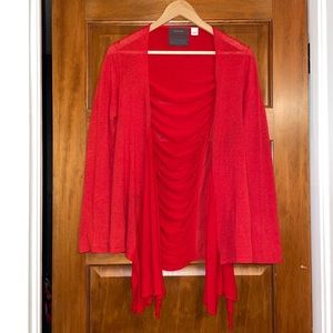 Guinevere Anthropologie Red Cascade Cardigan
